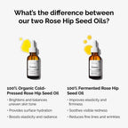 Compare our 100% Fermented Rose Hip Seed Oil  and 100% Organic Cold-Pressed Rose Hip Seed Oil