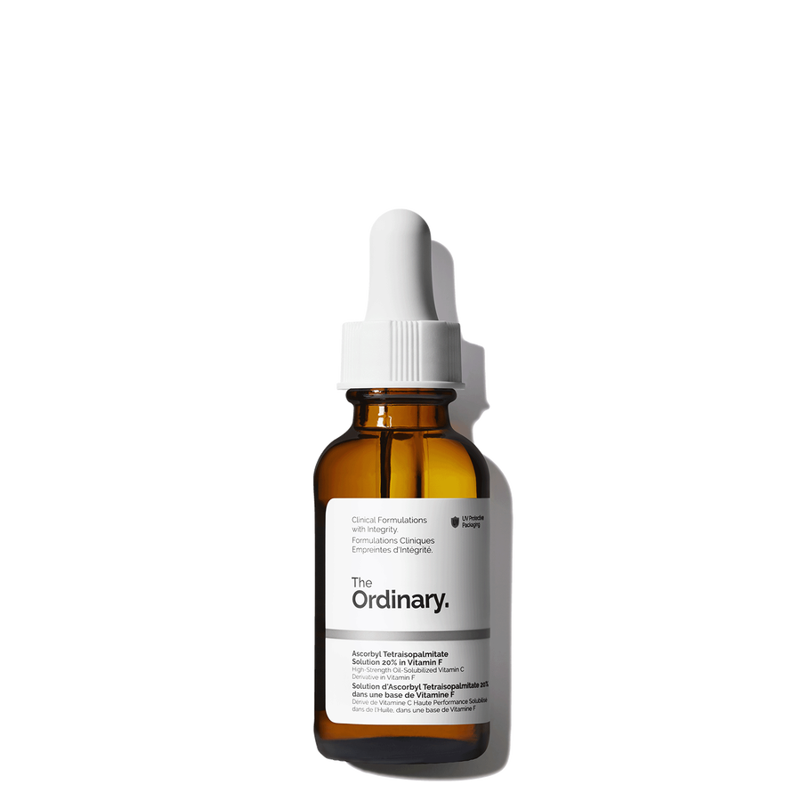 The Ordinary Ascorbyl Tetraisopalmitate Solution 20% in Vitamin F vitamin C serum for brightening, uneven skin tone, and anti-aging