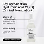 Hyaluronic Acid 2% + B5 (Original Formulation) Key Ingredients - Hyaluronic Acid, Vitamin B5